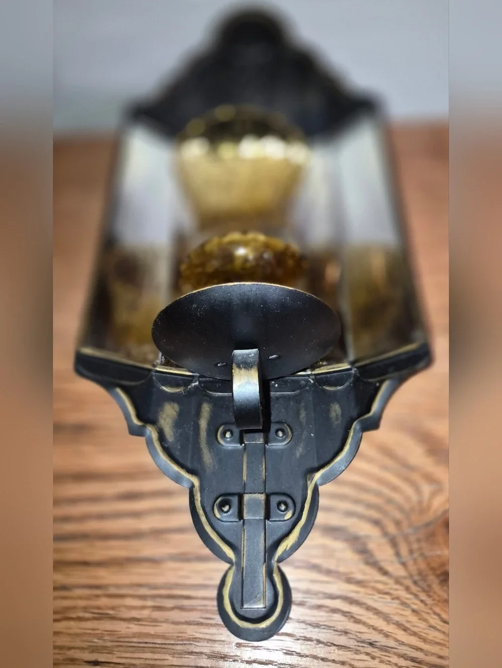 Vintage Homco Wall Sconce W/ a Smoked Mirror back & an Amber Glass Candle Holder